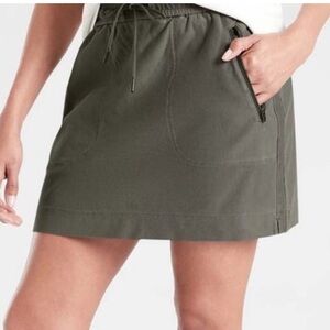 Athleta Skirt Women Size 10 Farallon Gray Drawstring Sweat Skirt w/ Pockets  B14